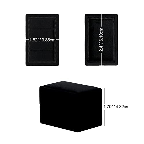 Rectangle 3 Slots Italian Velvet Jewelry Box Engagement Wedding Photo Ring Box Keepsake Box Triple Ring Gift Box (Black) - color: Black