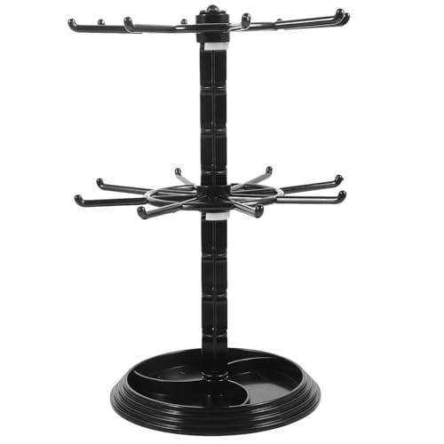 Jewelry Stand 2 Tier Necklace Holder Black Bracelet Hanging Organizer Rotating Jewelry Earring Display Keychain Display Stand Plastic Jewelry Rack for Malls Counter Dressing Table