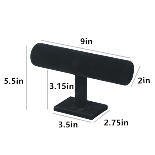 2 Pcs/Set Bracelet Holder Stand, Detachable Bracelet Display Holder Stand, Velvet Bracelet Watches Organizer Rack, Hovering T-Bar Necklace Jewelry Display Stand for Home or Store Selling Show - color: Black, size: Set2