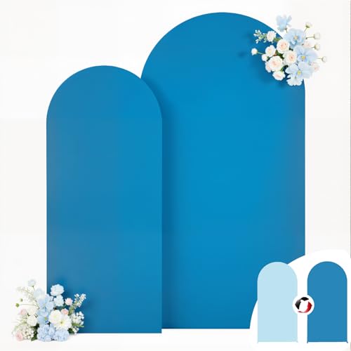 Arch Backdrop Cover Set of 2 Blue Reversible Wedding Arch Decor Wrinkle-Resistant for Baby Shower, Birthday Party, Photo Booth Decor 6ft 7.2ft - color: Double Blue