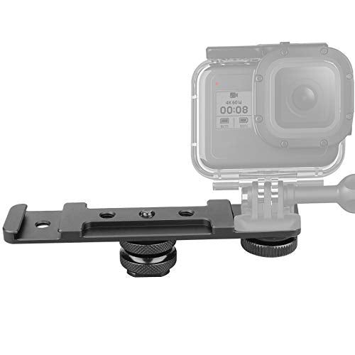 ChromLives Hot Shoe Extension Bar Mount, Cold Shoe Extension Flash Bracket, Dual Straight Mount Flash Bracket Compatible with Nikon Canon Sony Olympus DSLR Camera Camcorder DV - color: Camera flash bracket
