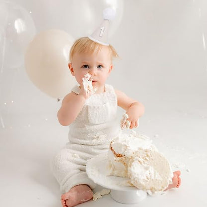 Boho First Birthday Hat-Natural 1st Birthday Boho Decorations,One Birthday Costume Headwear,Cake Smash Photo Prop - color: White