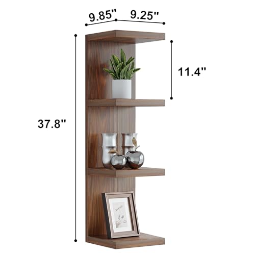 LitaEther Lack Wall Shelf,Display Floating Shelf (Solid Wood, 4 Tier) - color: Solid Wood, size: 4 Tier