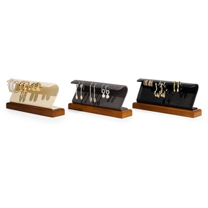 Solid Wood Jewelry Earrings Display Stand Small Jewelry Display for Long Earrings(Beige) - color: Beige