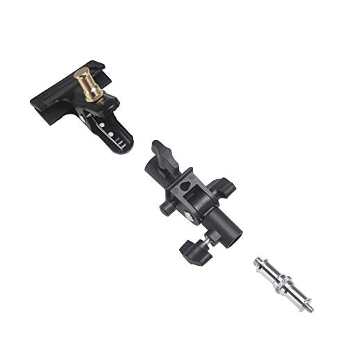 WELLAMKING 2PCS Photo Studio Reflector Holder 180 Rotation Heavy Duty Tripod Metal Clamp Holder with 1/4" & 3/8" Screw Adapter for Photo Studio Screen Backdrop Umbrella Light Stand - style: Metal Clamp Holder