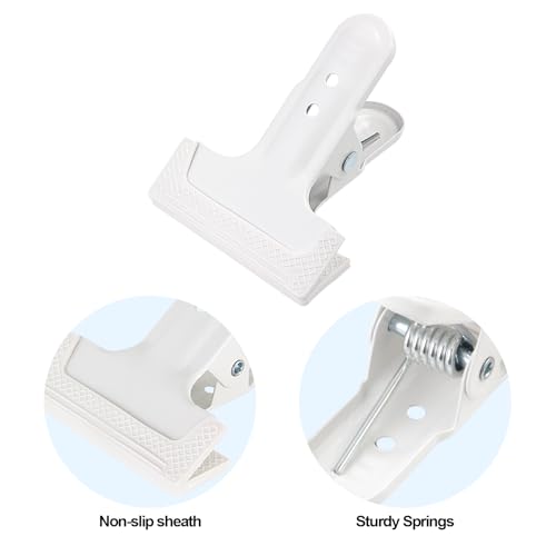 2 Pack 4-1/4" Heavy Duty Spring Clamps Clips, White Metal Rubber Hinge Clip File Clamps for Photography Background Stands, Home Improvement Projects (2.17" Opening) - color: 2 Pcs White