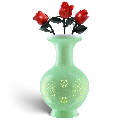3D Puzzles Vase for Adults, 200 Pieces Plastic DIY Unique Flower Vase with LED Light House Warming Gift Birthday Gifts for Flower Arrangements and Home Decor (C- Mint Jade) - color: C- Mint Jade