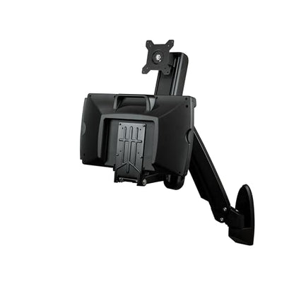 StarTech.com Wall Mount Workstation - Articulating Full Motion Standing Desk with Ergonomic Height Adjustable Monitor & Keyboard Tray Arm - Mouse & Scanner Holders - Single VESA Display, TAA - color: Black, style: Wall Mount – Spring Arm