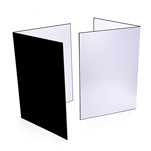 (2 Pcs) Light Reflector 3 in 1 Photography Reflector Cardboard, A4 (12x8 Inch) Size Folding Light Diffuser Board for Still Life, Product and Food Photo Shooting - Black, Silver and White, 2 Pack - size: A4