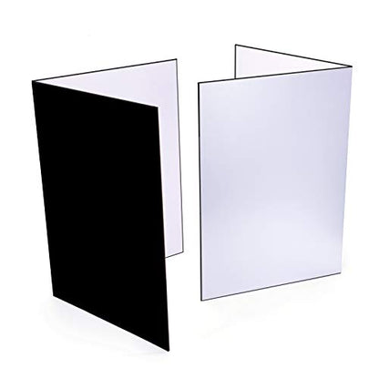 (2 Pcs) Light Reflector 3 in 1 Photography Reflector Cardboard, A4 (12x8 Inch) Size Folding Light Diffuser Board for Still Life, Product and Food Photo Shooting - Black, Silver and White, 2 Pack - size: A4
