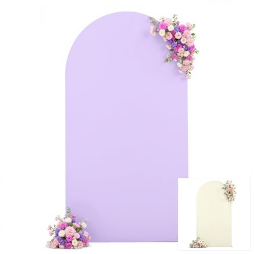 Cream Purple Arch Cover 6ft Spandex Wedding Arch Backdrop Cover for Baby Shower Girls Birthday Party Bridal Shower Balloon Arch Stand Cover Stretchy Backdrop Banquet Photo Arch Background - color: Cream Purple, size: 6FT