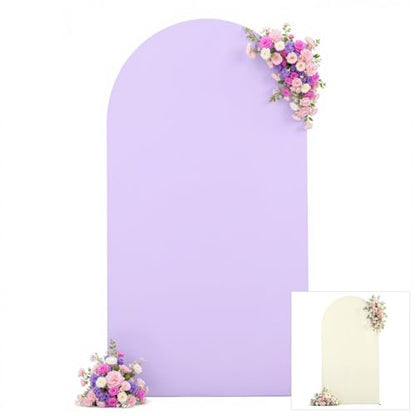 Cream Purple Arch Cover 6ft Spandex Wedding Arch Backdrop Cover for Baby Shower Girls Birthday Party Bridal Shower Balloon Arch Stand Cover Stretchy Backdrop Banquet Photo Arch Background - color: Cream Purple, size: 6FT