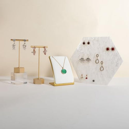 White Necklace display stand, Velvet Jewelry necklace display holder for selling, small metal earring neck storage organizer, online jewelry photography props【White】 - color: White