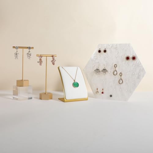 White Necklace display stand, Velvet Jewelry necklace display holder for selling, small metal earring neck storage organizer, online jewelry photography props【White】 - color: White