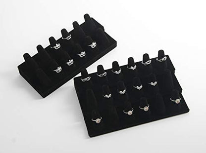 Stratalife Ring Holder 18 Slot Finger Ring Display Jewelry Holder Organizer Storage Jewelry Display Stand for Vendor Selling Velvet Black