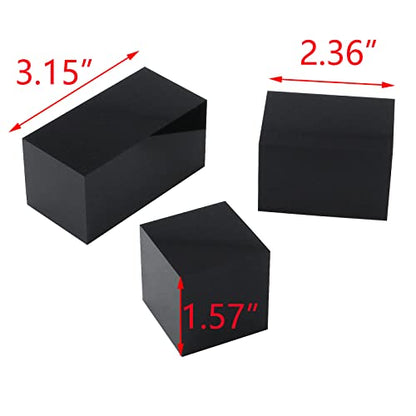 T Tulead 3PCS Acrylic Cube Display Black Display Stand Square Cube Display Nesting Risers Acrylic Organization Riser Height: 40mm, 60mm, 80mm