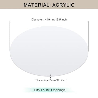 Lampshade Diffuser, 16.5" Diameter Round Diffuser Lamp Shade for Drum Style Lampshades Pendants Softening Light, DIY Light Fits 17-19" Openings, Frosted White Acrylic - size: 16.5"