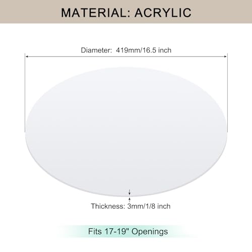Lampshade Diffuser, 16.5" Diameter Round Diffuser Lamp Shade for Drum Style Lampshades Pendants Softening Light, DIY Light Fits 17-19" Openings, Frosted White Acrylic - size: 16.5"