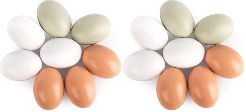 LovesTown 8PCS Wooden Easter Eggs, 3 Colors Wooden Eggs for Crafts Chicken Nesting Dyeable Food Toy (Pack of 2) - size: Medium (Pack of 2), style: 3Color
