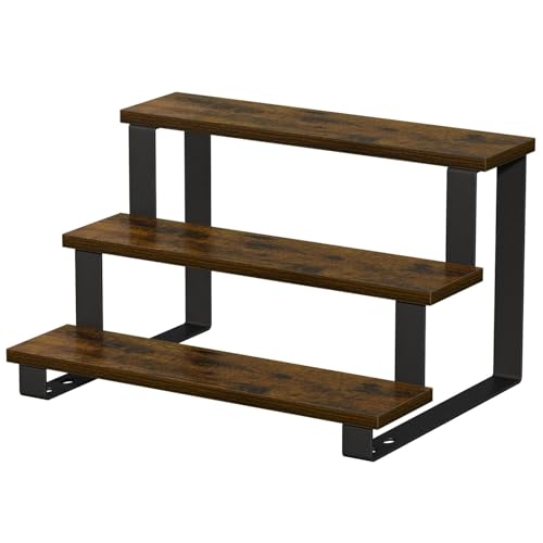 YINMIT Wooden Display Riser Stand,15.75 Inch Tiered Perfume and Cologne Organizer Stand, 3 Tier Spice Rack Organizer, Rustic Display Shelf for Cupcake, Figures, Candles (3 Tier Brown,15.75 In) - color: 3 Tier Brown, size: 15.75 In