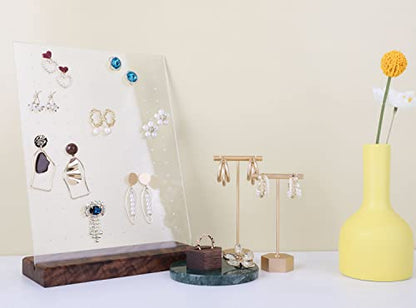 Gold Metal 2pcs T Bar Earring Retail Display Stand for show, Tabletop Jewelry Tower Holder for Girl Women【Gold-Hexagon Base 2pcs Height 4.5" and 5.3"】 - color: A3/Gold Hexagon Base 2pcs Height 4.5" and 5.3"