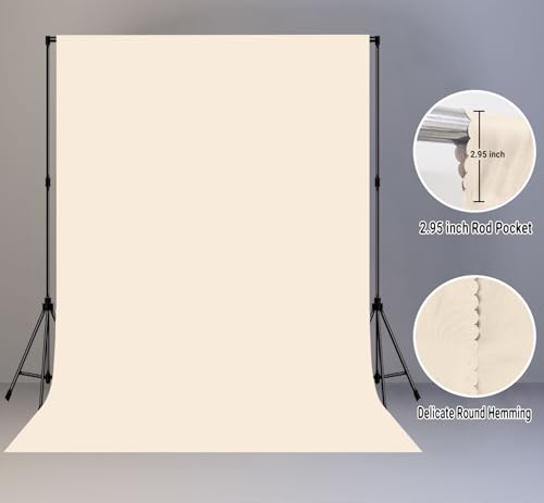 Cream Photo Backdrop for Photoshoot 5x7ft, Zoom Meeting Photography Backdrop Studio Shooting Props - color: Cream, size: 5x7ft