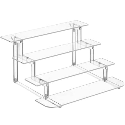 4 Tier Acrylic Display Risers, Perfume Organizer Stand, Clear Shelf Risers for Figures, Dessert Shelves for Party, Funko POP Shelves, Cupcake Stand Holder Decoration