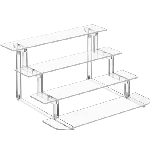 4 Tier Acrylic Display Risers, Perfume Organizer Stand, Clear Shelf Risers for Figures, Dessert Shelves for Party, Funko POP Shelves, Cupcake Stand Holder Decoration