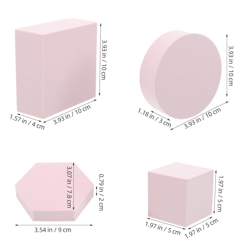 4pcs Posing Blocks for Photography - Foam Blocks Set for Jewelry Cosmetics Product Photography Display and Event Decoration - Display Riser Stands Pink - color: Pink