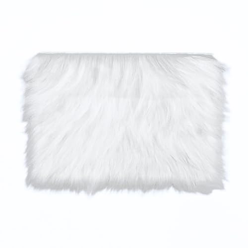 10 x 14 Inch White Rectangular Faux Fur Rug, Small Product Photo Background and Photography Props for Jewelry, Nail Art, Cosmetics, Home Decoration - color: White