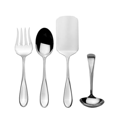 Mikasa Bravo Flatware Service for 8 with caddy, 18/10 Stainless Steel, Silverware Set with Serving Utensils and Expandable Caddy, 52 Piece - size: 52 Piece Set, style: Bravo