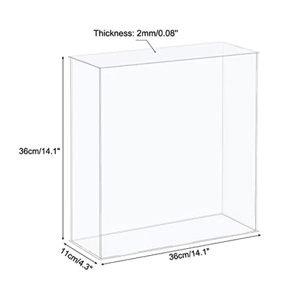 MECCANIXITY Acrylic Display Case Plastic Box Cube Storage Box Clear Assemble Showcase 14.1x4.3x14.1 Inch for Collectibles - size: 14.1x4.3x14.1 Inch