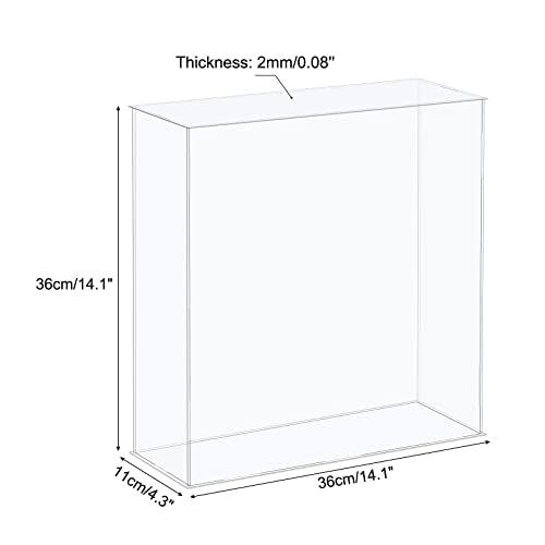 MECCANIXITY Acrylic Display Case Plastic Box Cube Storage Box Clear Assemble Showcase 14.1x4.3x14.1 Inch for Collectibles - size: 14.1x4.3x14.1 Inch