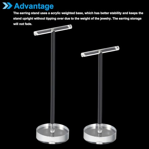 PATIKIL Earring Display Stands,2pcs Acrylic Earring Holder Earring Stands Storage Organizer Necklace T Rack for Jewelry Photography Necklace,Transparent - color: Transparent