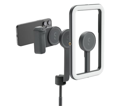 ShiftCam Travel and Creator Kit – MagSafe-Compatible Mobile Creator Bundle for iPhone and Android, Compact Phone Grip, Adjustable LED Light, Extendable Bluetooth Tripod for Vlogging - Creator Kit Pro - color: Midnight, size: Creator Kit Pro