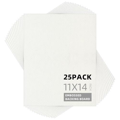 Somime 25 Pack Embossed Backing Boards Only, 11x14 Uncut White Mat Board, Acid Free Backer Boards Ideal for Photos, Pictures, Prints, Frames, and Artwork - size: 11x14