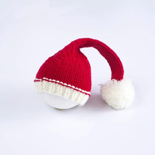 Christmas Newborn Baby Photo Shoot Props Outfits Crochet Clothes Santa Claus Red Hat Pants Photography Props - color: Red Hat