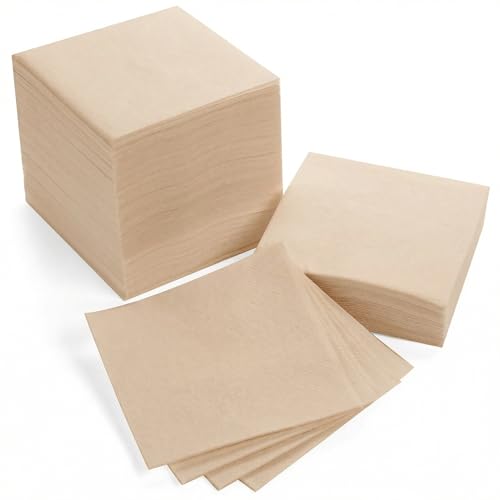 AH AMERICAN HOMESTEAD Cocktail Napkins - Linen-Like Disposable Beverage/Bar Napkins - Bulk Square Napkins for Everyday Use, Party or Wedding (Natural, 4.75 x 4.75) - color: Natural, size: 4.75 x 4.75