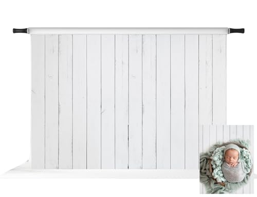 Kate 7x5ft White Wood Shiplap Photography Backdrop Vintage White Wood Photo Background Photo Studio Props - size: 7x5ft