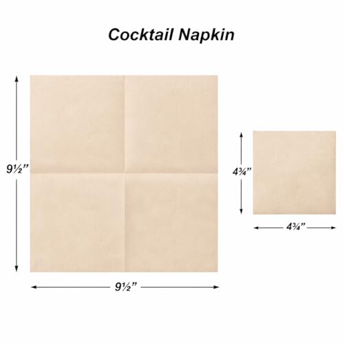 AMERICAN HOMESTEAD Sand Cocktail Napkins - Premium 4.75"x4.75" Disposable Linen-Like Beverage Napkins - Bulk Square Party Bar Serviettes for Weddings, Parties, Events, and Everyday Use - 100 Count - color: Sand, size: 4.75 x 4.75