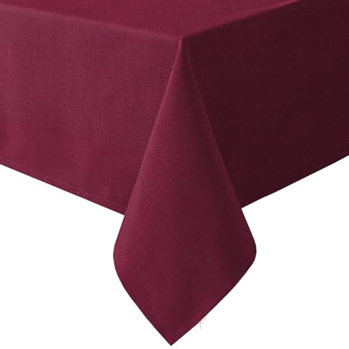 H.VERSAILTEX Linen Textured Table Cloths 54 x 54 Inch Premium Solid Tablecloth Spill-Proof Waterproof Table Cover for Dining Buffet Feature Extra Soft and Thick Fabric Wrinkle Free, Christmas Red - color: Christmas Red, size: 54" x 54" (Square)