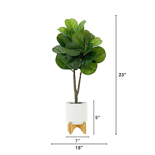 Nearly Natural 33in. Artificial Fiddle Fig with Stand Planter