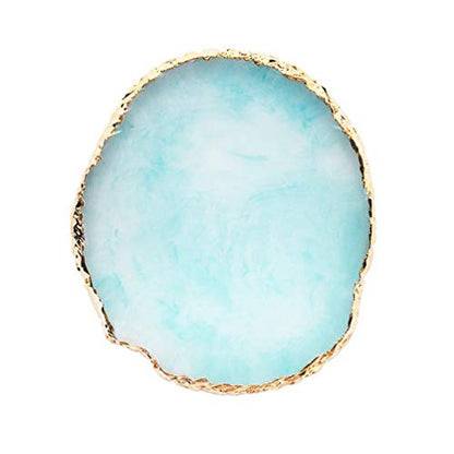Resin Nail Art Palette,Nail Art Painting Mixed Color Palette Gold Edge Nail Gel Color Makeup Display Board (Blue) - color: 4# Blue
