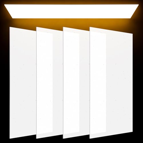 4 Pack Fluorescent Light Diffuser Panel for Drop Ceiling Light, 46.5" x 22.5" x 0.08" Matte PC Frosted Translucent Replacement Flat Sheet for Classroom Office Home Hospital (White)