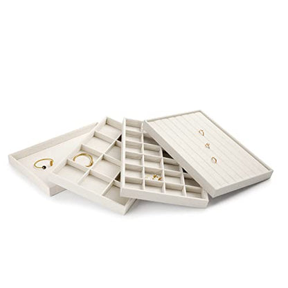 Oirlv Stackable 12 Girds Jewelry Trays Jewelry Storage Tray Showcase Display Organizer(13.8" X 1.4"X 9.4") - size: 12 Grids