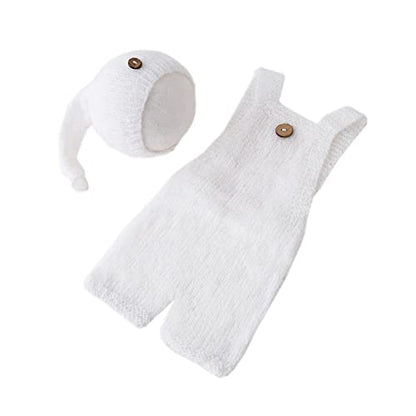 Fashion Cute Newborn Boy Girls Baby Costume Outfits Photography Props Hat Pants - color: Off-white