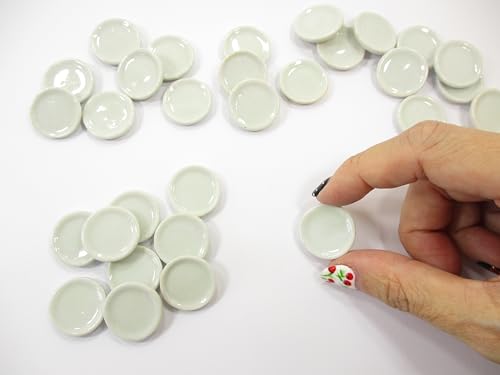 20x20mm White Round Plate Dish Dollhouse Miniature Ceramic Food Supply 12995