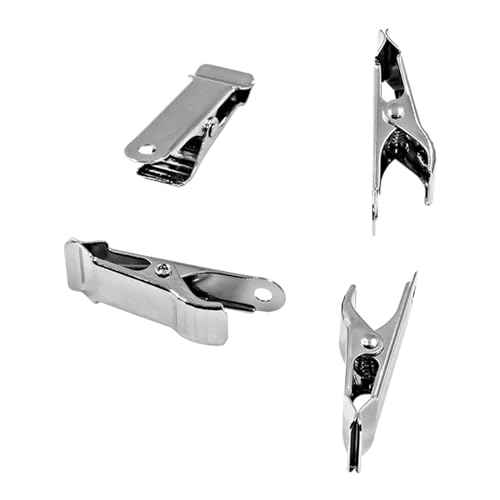 Hordion 20 Pcs Mini Alligator Clips 1/2 Inch Wide, Metal Crocodile Clamps Small Alligator Clamps Spring Clips for Photo Curtain Crafts, Silver