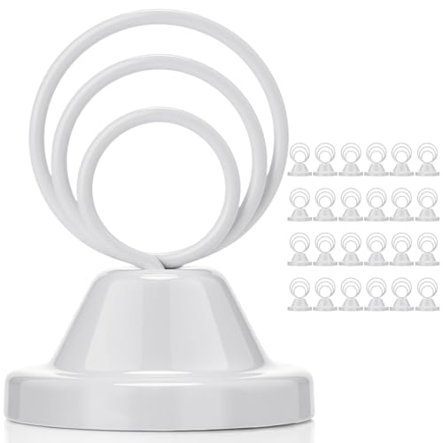 Fulmoon 24 Pcs Mini Table Number Holders Place Card Holders 1.5 Inch Steel Table Sign Stands for Wedding Graduation Reception Restaurant Home Photo Picture Office Memo (White) - color: White
