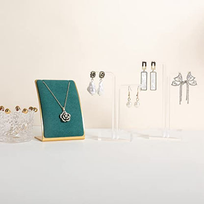 Green Necklace display stand, Velvet Jewelry necklace display holder for selling, small metal earring neck storage organizer, online jewelry photography props【Green】 - color: green